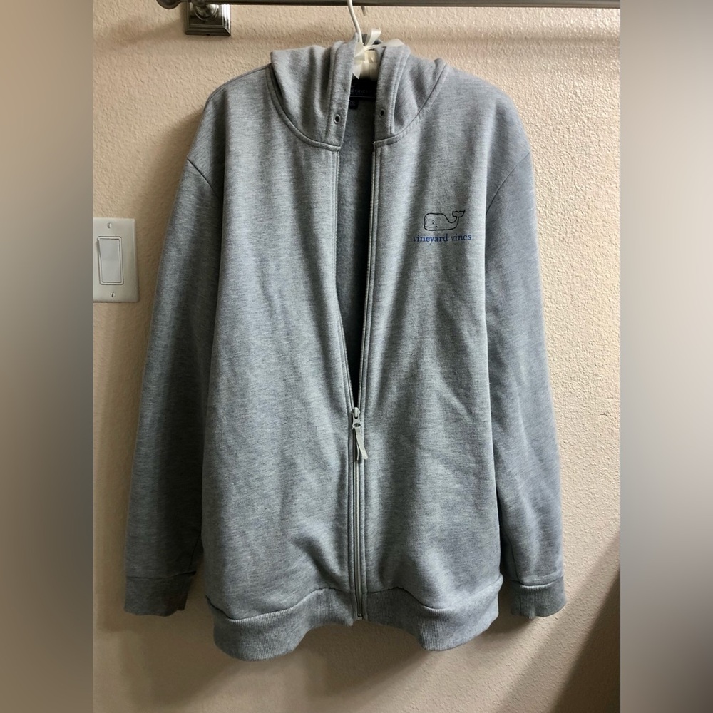 Vineyard Vines Men's Light Gray Full-Zip Hoodie Jacket